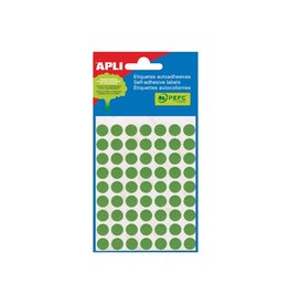 Apli Apli ronde etiketten in etui diameter 13 mm, groen, 175 stuks, 35 per blad (2058)
