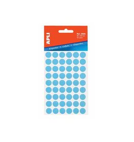Apli Apli ronde etiketten in etui diameter 13 mm, blauw, 175 stuks, 35 per blad (2056)