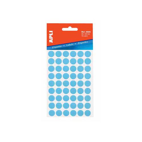 Apli Apli ronde etiketten in etui diameter 13 mm, blauw, 175 stuks, 35 per blad (2056)