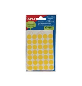 Apli Apli ronde etiketten in etui diameter 13 mm, geel, 175 stuks, 35 per blad (2055)