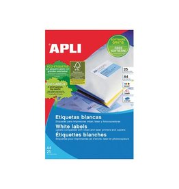 Apli Apli afneembare witte etiketten ft 25,4 x 10 mm (b x h), 4.725 stuks, 189 per blad etui van 25 blad