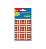 Apli Apli ronde etiketten in etui diameter 10 mm, rood, 315 stuks, 63 per blad (2053)