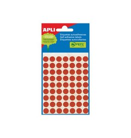 Apli Apli ronde etiketten in etui diameter 10 mm, rood, 315 stuks, 63 per blad (2053)