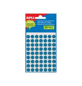 Apli Apli ronde etiketten in etui 10mm blauw 315st 63/blad