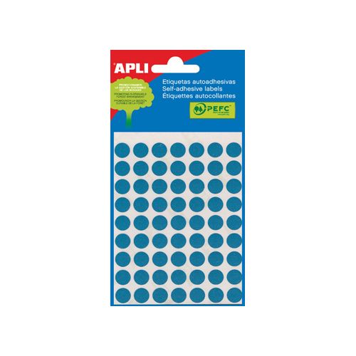 Apli Apli ronde etiketten in etui diameter 10 mm, blauw, 315 stuks, 63 per blad (2052)