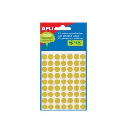 Apli Apli ronde etiketten in etui diameter 10 mm, geel, 315 stuks, 63 per blad (2051)