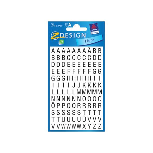 Avery Zweckform Avery Etiketten cijfers en letters A-Z, 120st, zwart op wit