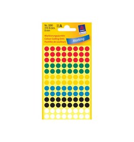 Avery Zweckform Avery Ronde etiketten diameter 8 mm, geassorteerde kleuren, 416 stuks