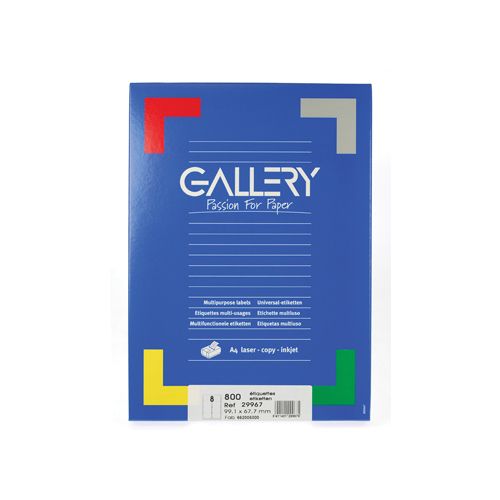 Gallery Gallery witte etik. 99,1x67,7mm ronde hoeken 800 etik.