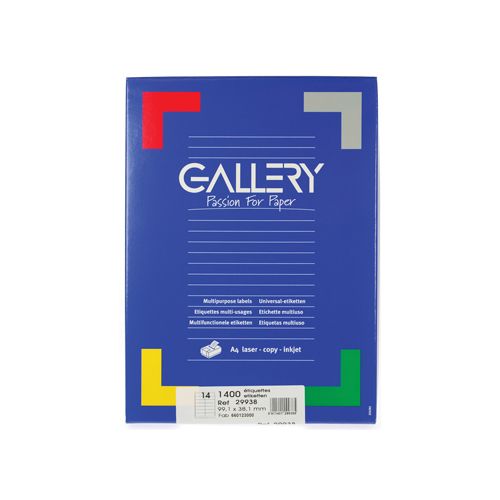 Gallery Gallery witte etiketten ft 99,1 x 38,1 mm (b x h), ronde hoeken, doos van 1.400 etiketten