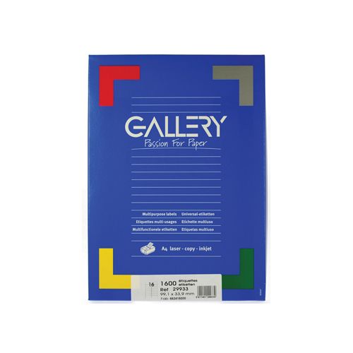 Gallery Gallery witte etiketten ft 99,1 x 33,9 mm (b x h), ronde hoeken, doos van 1.600 etiketten