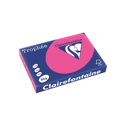 Clairefontaine Papier Clairefontaine Trophée Pastel, gekleurd papier, A3, 80 g, 500 vel, fluo roze