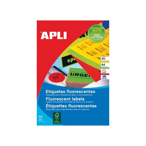 Apli Apli fluo etiketten 99,1 x 67,7 mm (b x h) groen