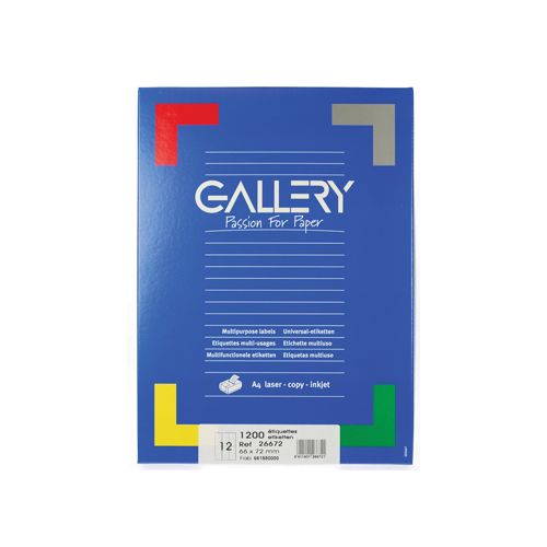 Gallery Gallery witte etik. 66x72mm ronde hoeken 1.200 etik.
