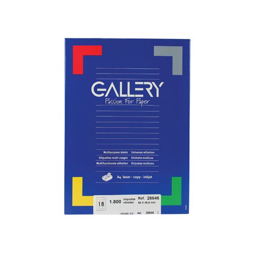 Gallery Gallery witte etiketten ft 66 x 46,6 mm (b x h), ronde hoeken, doos van 1.800 etiketten