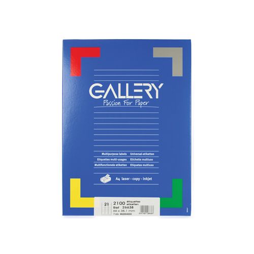 Gallery Gallery witte etik. 66x38,1mm ronde hoeken 2.100 etik.