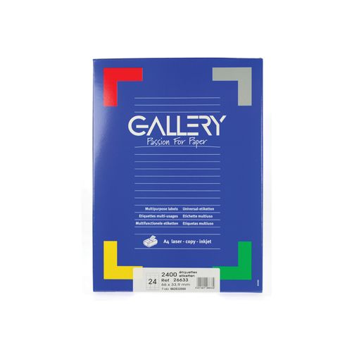 Gallery Gallery witte etik. 66x33,9mm ronde hoeken 2.400 etik.