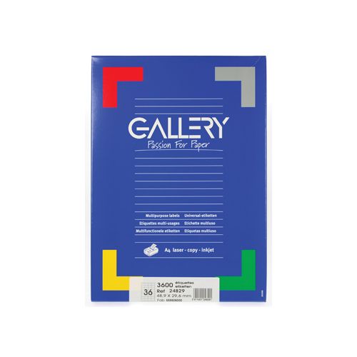 Gallery Gallery witte etik. 48,9x29,6mm rechte hoeken 3.600 etik.