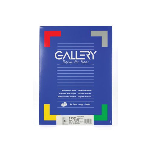 Gallery Gallery witte etiketten ft 38,1 x 21,2 mm (b x h), ronde hoeken, doos van 6.500 etiketten