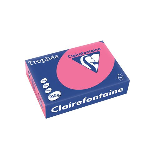 Clairefontaine Clairefontaine Trophée Intens, gekleurd papier, A4, 210 g, 250 vel, fuchsia