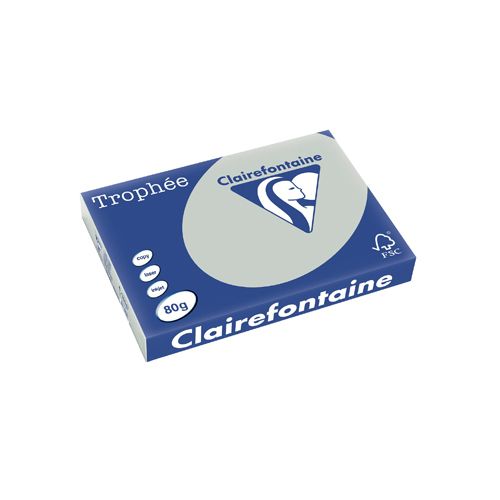Clairefontaine Papier Clairefontaine Trophée Pastel A3, 80 g, 500 vel, lichtgrijs