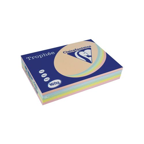 Clairefontaine Papier Clairefontaine Trophée Pastel A4, 160 g, 5x50 vel, geassorteerde kleuren