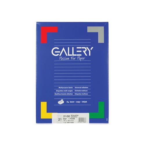 Gallery Gallery witte etiketten ft 70 x 38 mm (b x h), rechte hoeken, doos van 2.100 etiketten