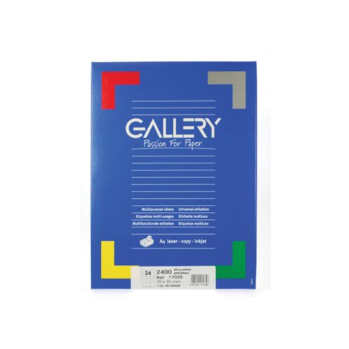 Gallery Gallery witte etik. 70x35mm rechte hoeken 2.400 etik.