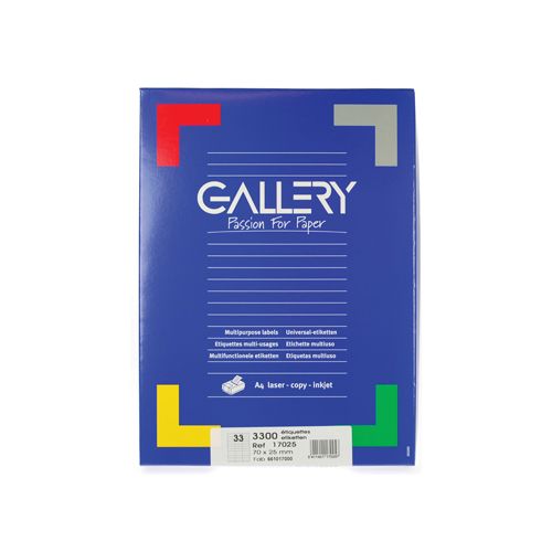 Gallery Gallery witte etiketten ft 70 x 25 mm (b x h), rechte hoeken, doos van 3.300 etiketten