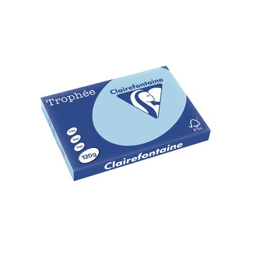 Clairefontaine Papier Clairefontaine Trophée Pastel, gekleurd papier, A3, 120 g, 250 vel, blauw