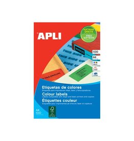 Apli Apli Gekleurde etiketten ft 105 x 37 mm (b x h), rood, 1.600 stuks, 16 per blad, doos van 100 blad