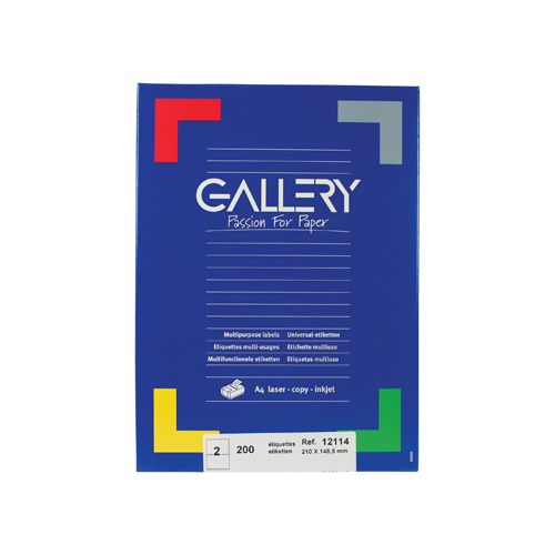 Gallery Gallery witte etik. 210x148,5mm rechte hoeken 200 etik.
