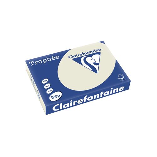 Clairefontaine Papier Clairefontaine Trophée Pastel A4, 120 g, 250 vel, parelgrijs