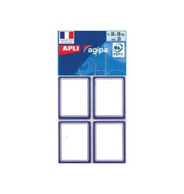 Agipa Agipa schooletiketten ft 38 x 50 mm (b x h), 32 etiketten per etui, blauwe rand