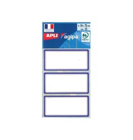 Agipa Agipa schooletiketten ft 75 x 34 mm (b x h), 24 etiketten per etui, blauwe rand