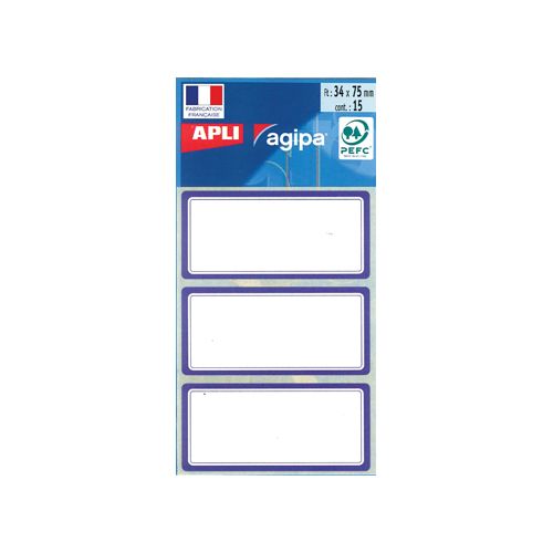 Agipa Agipa schooletiketten ft 75 x 34 mm (b x h), 24 etiketten per etui, blauwe rand
