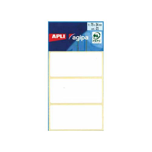 Agipa Agipa witte etiketten in etui 34x75mm (bxh), 21st, 3/blad