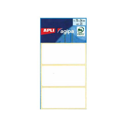 Agipa Agipa witte etiketten in etui ft 34 x 75 mm (b x h), 21 stuks, 3 per blad