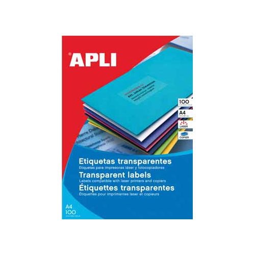 Apli Apli Transparante etiketten ft 70 x 37 mm (b x h), 2.400 stuks, 24 per blad, doos van 100 blad