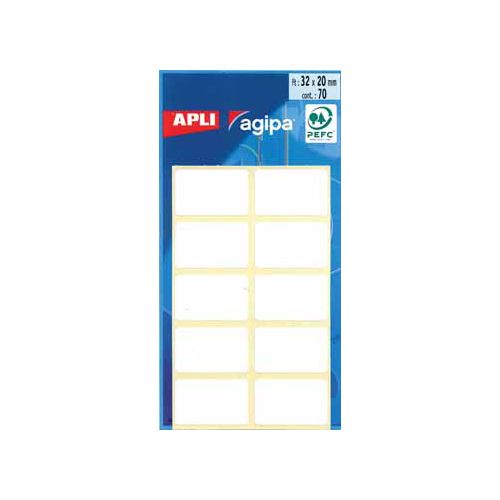 Agipa Agipa witte etiketten in etui ft 20 x 32 mm (b x h), 70 stuks, 10 per blad