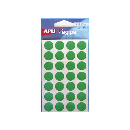 Agipa Agipa ronde etiketten in etui 15mm, groen, 168st, 28/blad