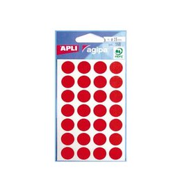 Agipa Agipa ronde etiketten in etui diameter 15 mm, rood, 168 stuks, 28 per blad