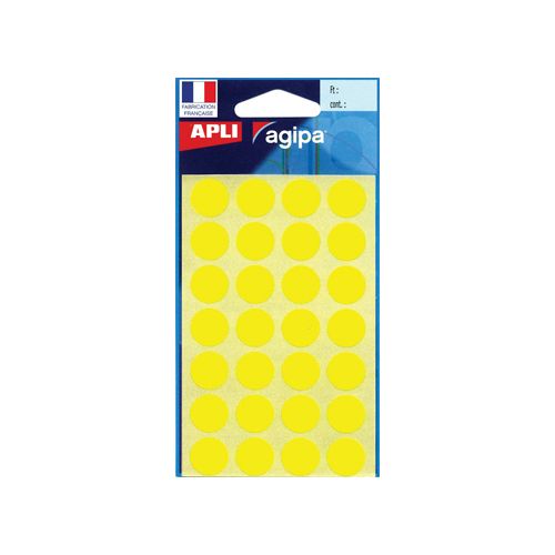 Agipa Agipa ronde etiketten in etui 15mm, geel, 28 per blad