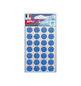 Agipa Agipa ronde etiketten in etui 15mm blauw, 168st