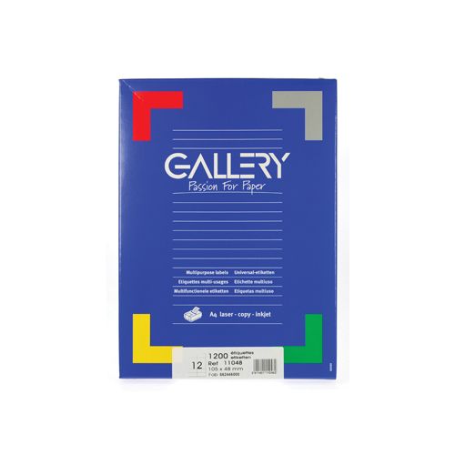 Gallery Gallery witte etiketten ft 105 x 48 mm (b x h), rechte hoeken, doos van 1.200 etiketten