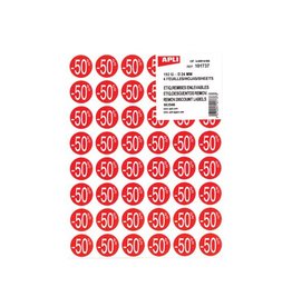 Apli Agipa Kortinglabel -50%, rood, pak van 192 stuks, verwijderbaar