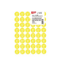 Apli Agipa Kortinglabel -30%, geel, pak van 192 stuks, verwijderbaar