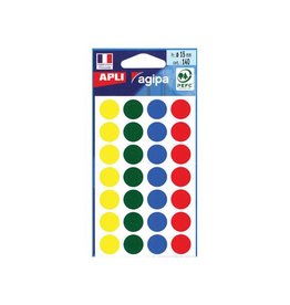 Agipa Agipa ronde etiketten in etui diameter 15 mm, geassorteerde kleuren, 140 stuks, 28 per blad