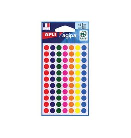 Agipa Agipa ronde etiketten in etui diameter 8 mm, geassorteerde kleuren, 385 stuks, 77 per blad
