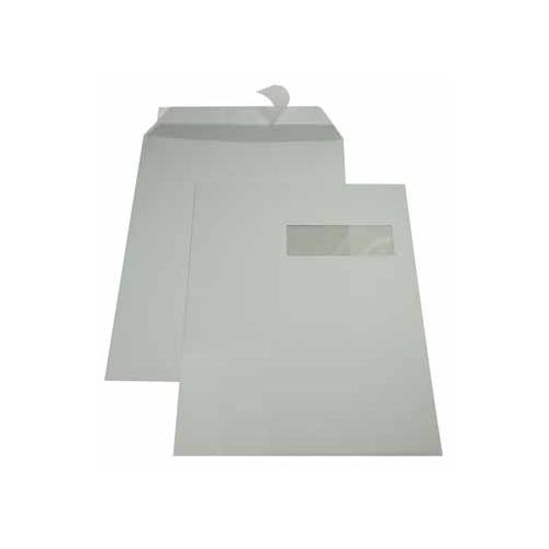 Gallery Gallery enveloppen ft 229 x 324 mm, venster rechts, stripsluiting, binnenzijde grijs, doos van 250 stuks